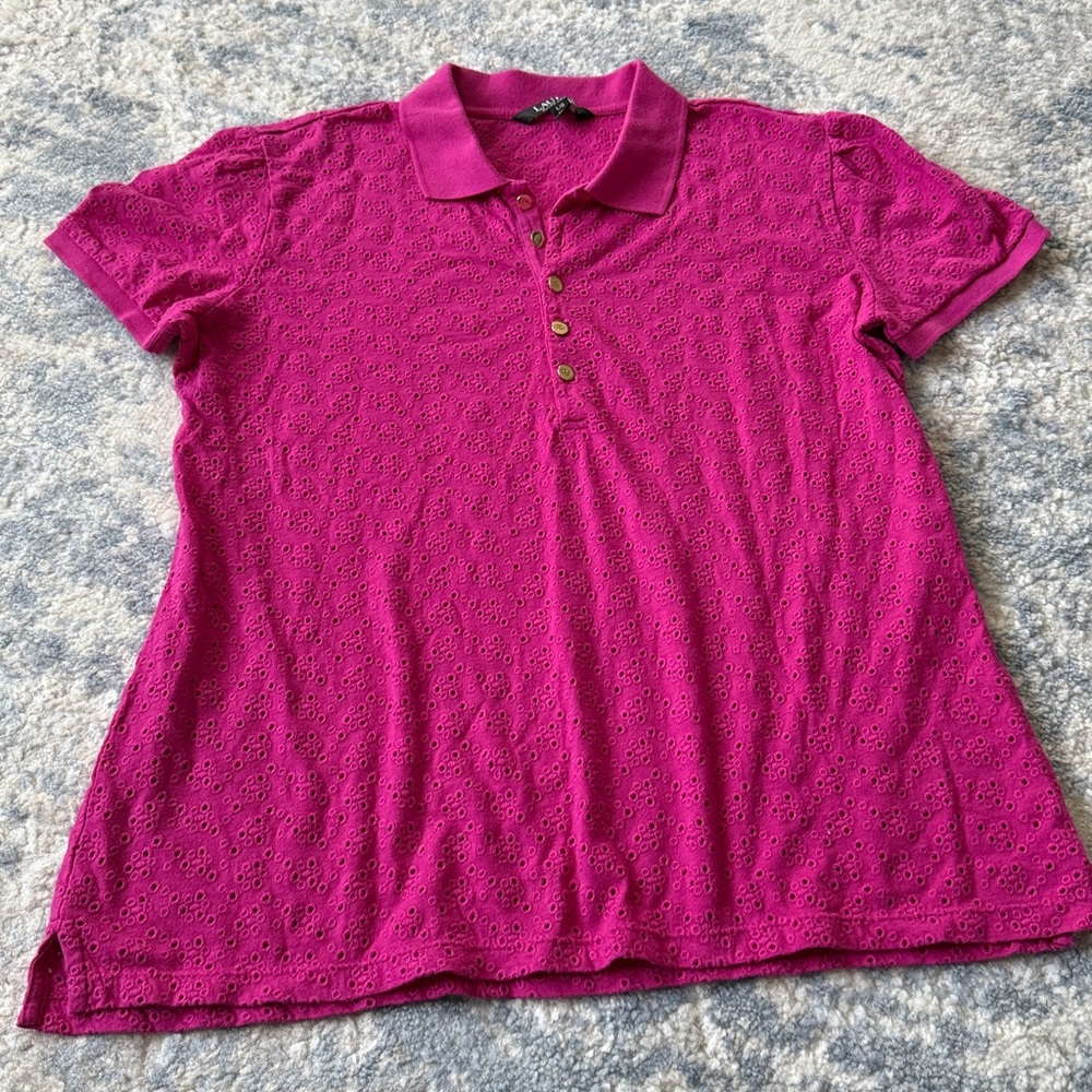 Lauren Ralph Lauren Fuchsia Eyelet Top